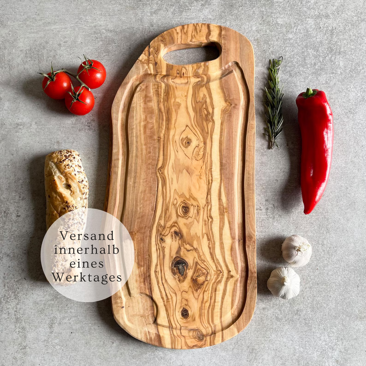 Grande planche de service en bois d'olivier 45 cm