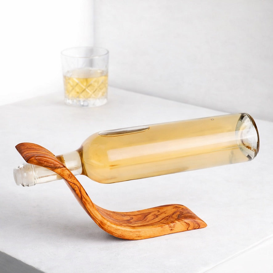 Range-bouteilles en bois d'olivier
