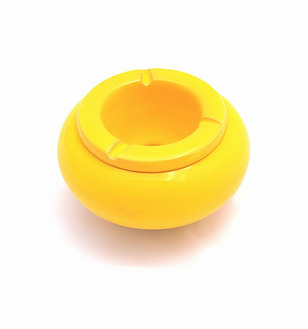 Cendrier en céramique jaune fait à la main