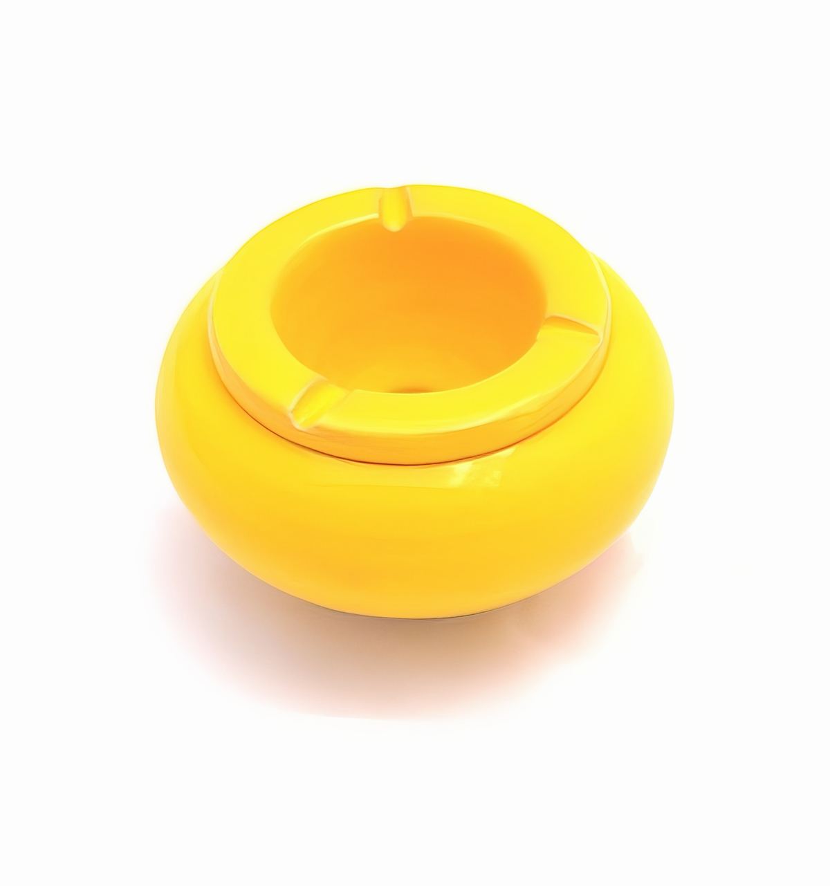 Cendrier en céramique jaune fait à la main