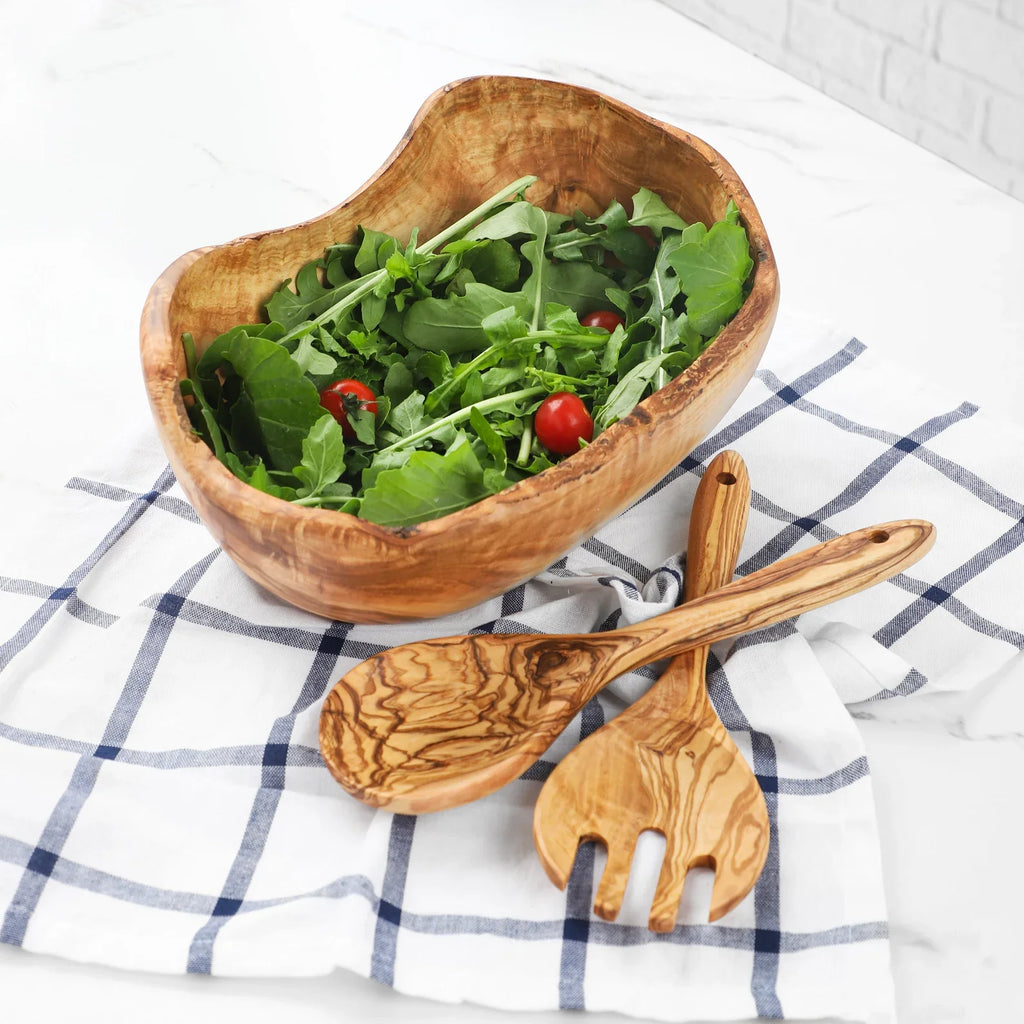 Coupe à fruits rustique en bois d'olivier