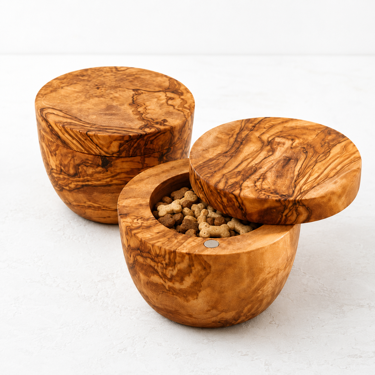 Boîte à friandises artisanale en bois d'olivier