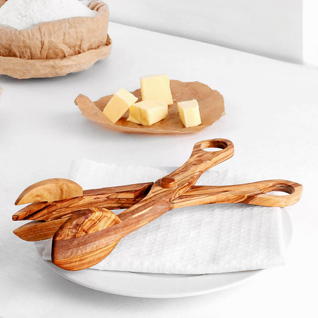 Cuillères à salade en bois d'olivier