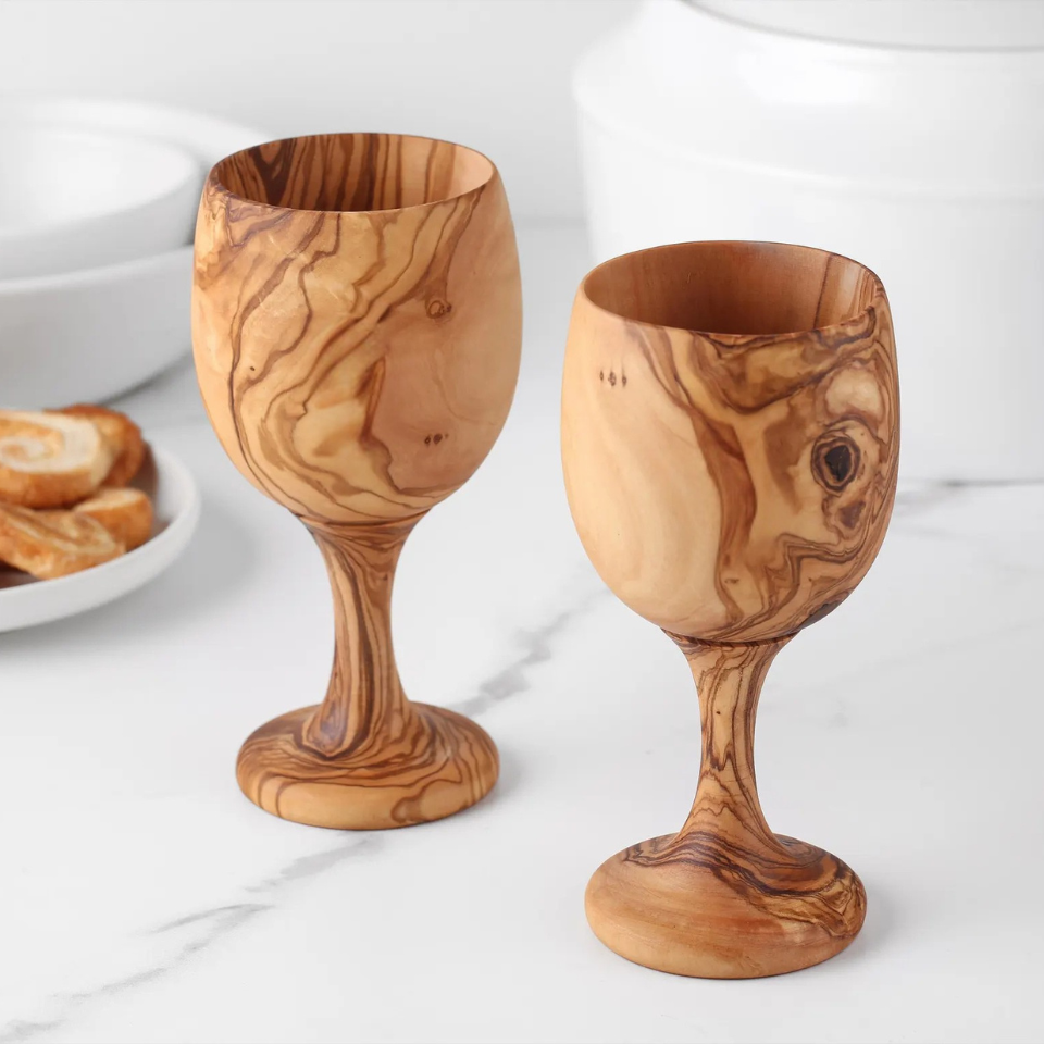 Verre à vin en bois d'olivier