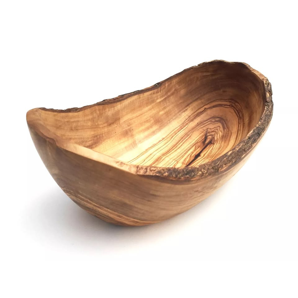 Corbeille élégante en bois d'olivier pour fruits et pain