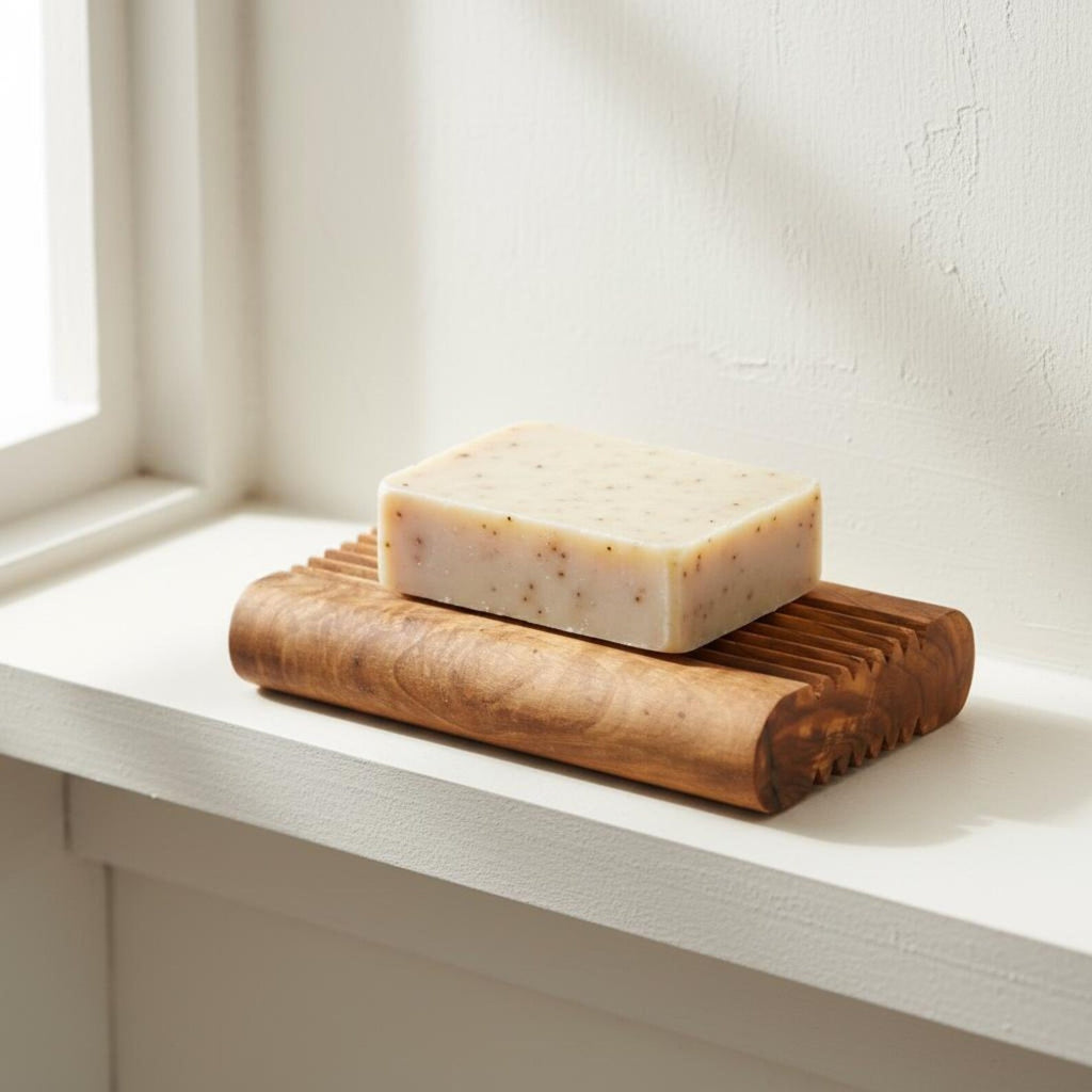Porte-savon fait main en bois d'olivier