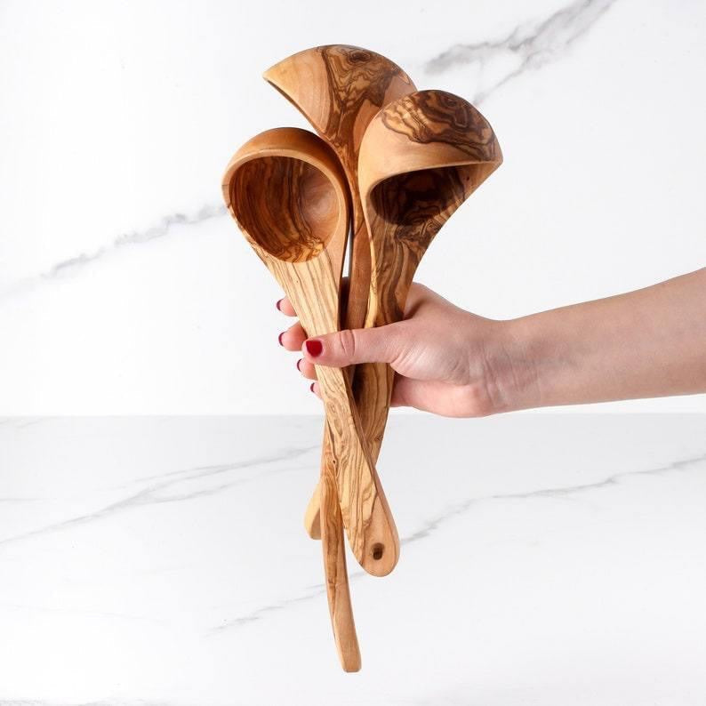 Louche en bois d'olivier faite main