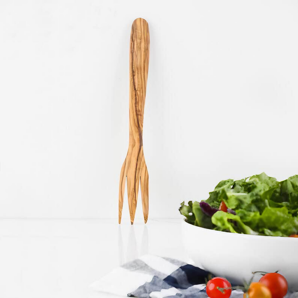 Fourchette de service en bois d'olivier