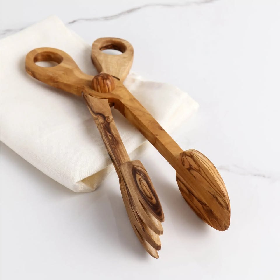 Pinces à toasts en bois d'olivier